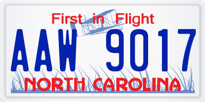 NC license plate AAW9017