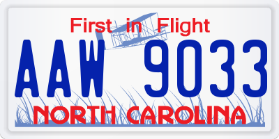 NC license plate AAW9033