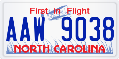 NC license plate AAW9038