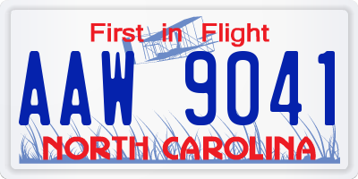 NC license plate AAW9041
