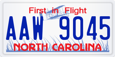 NC license plate AAW9045
