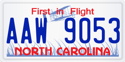 NC license plate AAW9053