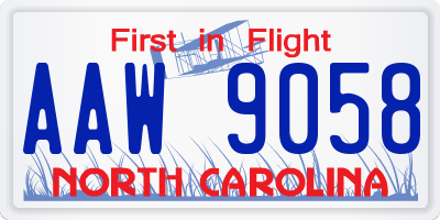 NC license plate AAW9058