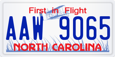 NC license plate AAW9065