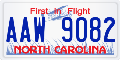 NC license plate AAW9082