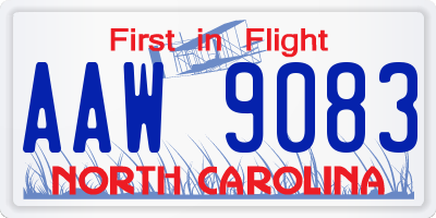 NC license plate AAW9083