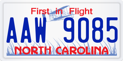 NC license plate AAW9085