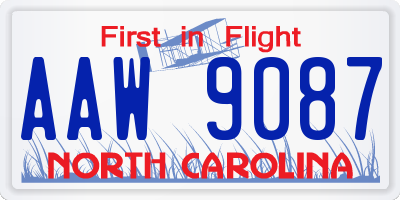 NC license plate AAW9087