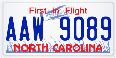 NC license plate AAW9089