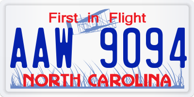 NC license plate AAW9094