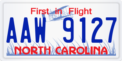 NC license plate AAW9127