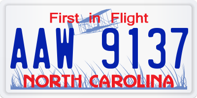NC license plate AAW9137