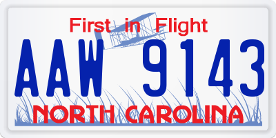 NC license plate AAW9143