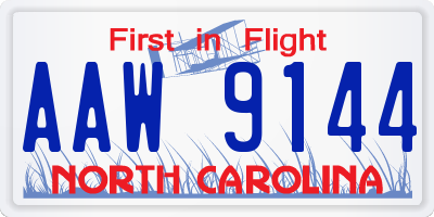 NC license plate AAW9144