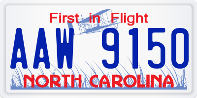 NC license plate AAW9150