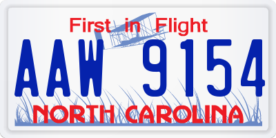 NC license plate AAW9154