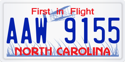 NC license plate AAW9155