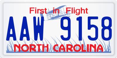 NC license plate AAW9158