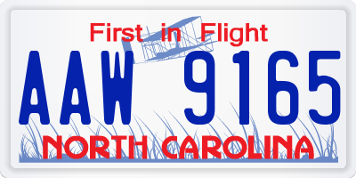 NC license plate AAW9165