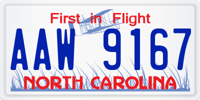 NC license plate AAW9167