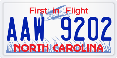 NC license plate AAW9202