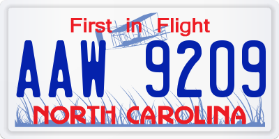 NC license plate AAW9209