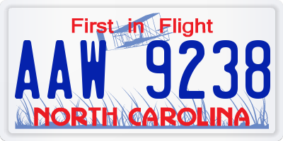 NC license plate AAW9238