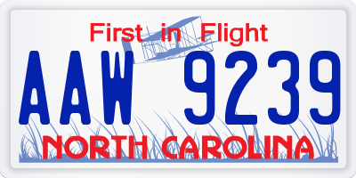 NC license plate AAW9239