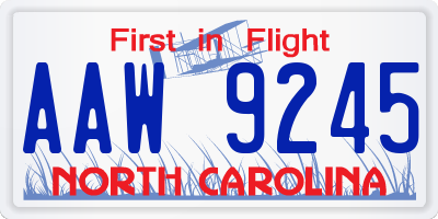 NC license plate AAW9245