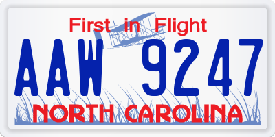 NC license plate AAW9247
