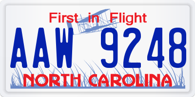 NC license plate AAW9248