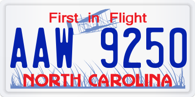 NC license plate AAW9250