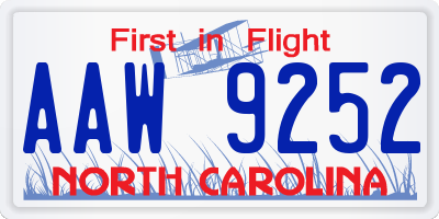 NC license plate AAW9252