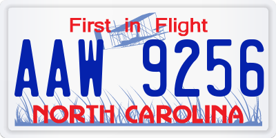 NC license plate AAW9256