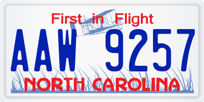 NC license plate AAW9257