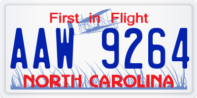 NC license plate AAW9264