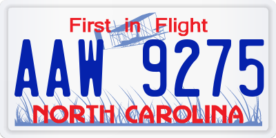 NC license plate AAW9275