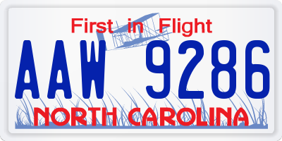 NC license plate AAW9286