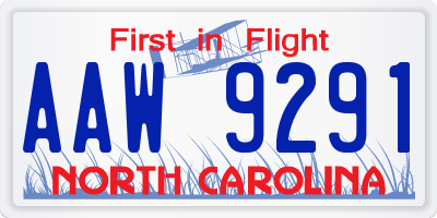 NC license plate AAW9291
