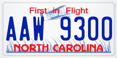 NC license plate AAW9300