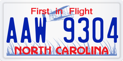NC license plate AAW9304