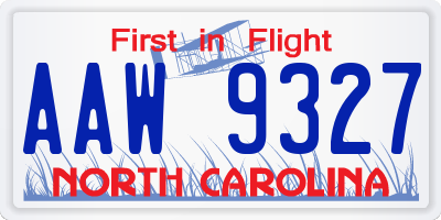 NC license plate AAW9327