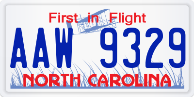 NC license plate AAW9329