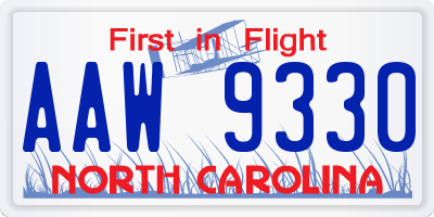 NC license plate AAW9330