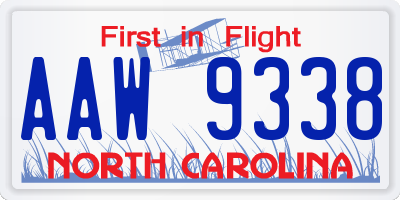 NC license plate AAW9338