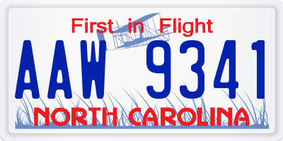 NC license plate AAW9341