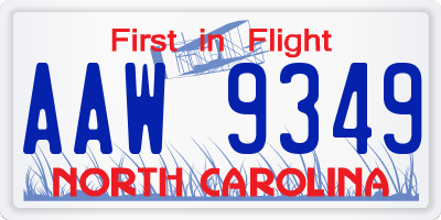 NC license plate AAW9349