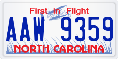 NC license plate AAW9359