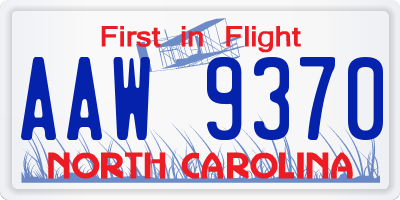 NC license plate AAW9370