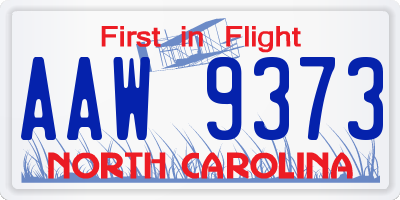 NC license plate AAW9373